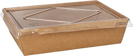 25 Salatschalen, Pappe eckig 1200 ml 4,9 cm x 21,9 cm x 15 cm braun mit Deckel