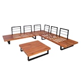 thumbnail of Tuinset HWC-H54, bank loungeset, gesponnen poly acaciahout MVG aluminium ~ bruin, donkergrijze bekleding