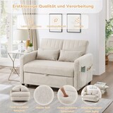 thumbnail of Zweisitzer-Klappsofa 82x114x77 cm Beige mit dreistufig verstellbarer Rückenlehne aus Baumwoll-Leinen-Stoff