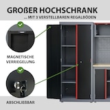 thumbnail of Werkstattwand 13-tlg. modulares Werkstattschranksystem aus Stahl mit massiver Holzarbeitsplatte rot