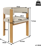 thumbnail of Esszimmerstuhl Flanell Beige/Natur mit Metallbeinen in Holzoptik, ergonomisch, 47x48x72,5 cm