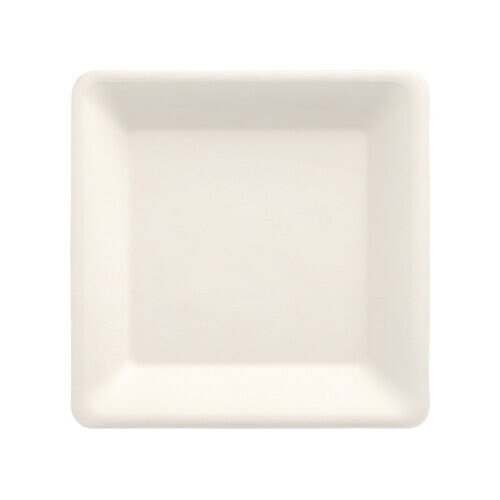 PAPSTAR 12 Teller, Zuckerrohr "pure" eckig 15,5 cm x 15,5 cm weiss (89753, 12 Stück)