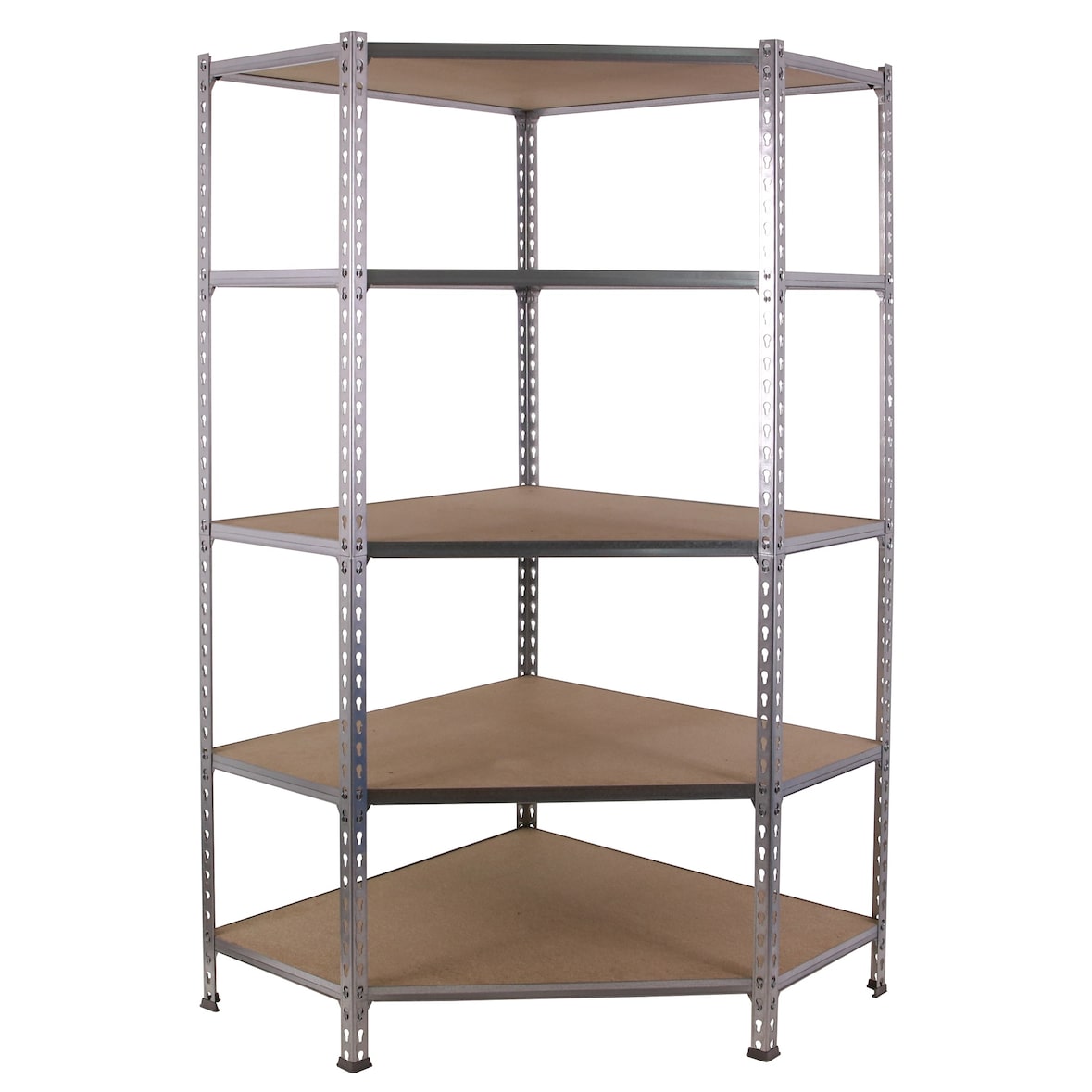 Metall-Steckregal Simonclick plus Maderclick Corner 5 Fachböden mit 200 kg pro Ebene in VERZINKT/HOLZ 1800x900x300 mm (Höhe x Länge x Breite)