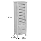 thumbnail of Cassettiera armadietto shabby vintage 2 cassetti e sportello 25x30x90cm legno di paulonia bianco