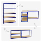 thumbnail of PROREGAL Étagère charge lourde BIG ELEPHANT M, HxLxP 180x120x60cm, 250kg par niveau, Bleu, Étagère robuste de Garage, Atelier