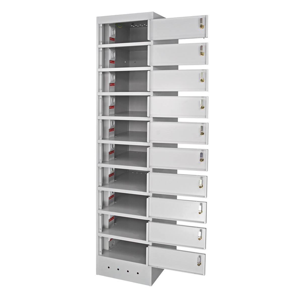 PROREGAL Notebook-Schrank mit 10 Fächer | HxBxT 180x40x50cm | Lichtgrau