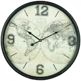 thumbnail of Wanduhr Weltkarte Analog Metall rund Ø 50 cm schwarz Vintage