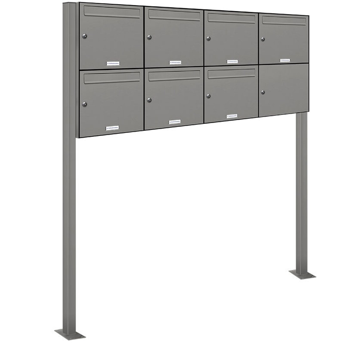 AL Briefkastensysteme 7 Fächer Premium Stand Briefkasten Anlage in RAL 9007 Aluminium Grau Post A4, robust, wetterfest, Artikelnummer: 331P7S4P9007