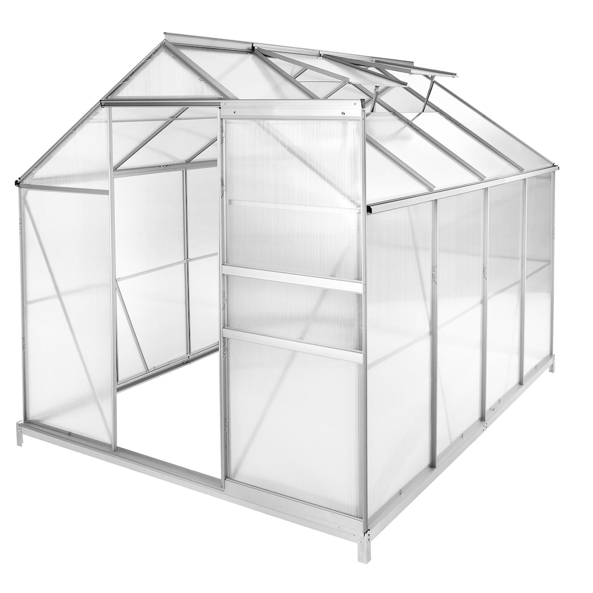 tectake invernadero aluminio anodizado cimientos paneles térmicos transparente 185x250x195 cm robusto durable