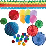 thumbnail of Bunte Party Deko Geburtstag Kindergeburtstag rot blau grün Partyset Regenbogen Farben Fasching Karneval