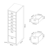 thumbnail of Helloshop26 - Caisson de bureau armoire meuble de rangement à roulettes avec 8 tiroirs 109 x 28 x 41 cm gris foncé 03_0009112
