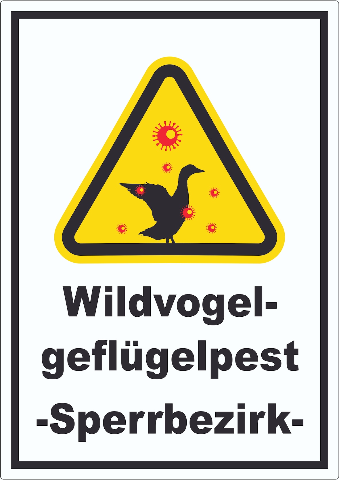 Wildvogelgeflügelpest Schild A0 Rückseite selbstklebend
