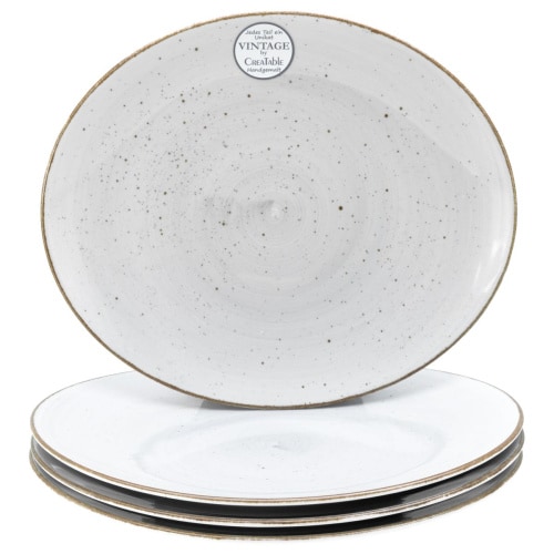 CreaTable Vintage Nature Weiss Steakteller 4-tlg Porzellan