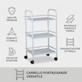 thumbnail of Carrello Portavivande 3 Ripiani Ruote Cucina Mobile 40x32x75 cm - Bianco