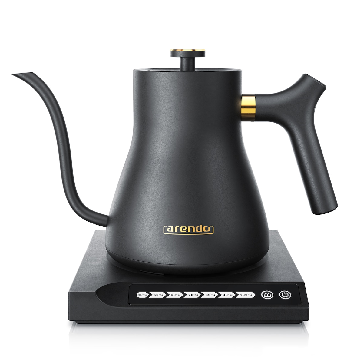 Arendo Edelstahl Wasserkocher mit Temperatureinstellung, 40° bis 100°, Warmhaltefunktion, Zwischenmessungen, 0,5 Liter, asiatisches Design