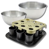thumbnail of Set pâtisserie moule à gâteaux individuels 9 empreintes avec couvercle, 2 bols à mixer et 1 spatule Zenker