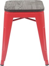 thumbnail of 4er-Set Hocker inkl. Holz-Sitzfläche | Metall, Industriedesign, stapelbar | Rot | Metallhocker Sitzhocker