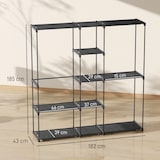 thumbnail of HOMCOM armario de ropa, perchero, 182x43x185 cm, armario abierto con 8 estantes de tela, barras para colgar, marco de metal, negro