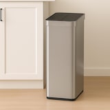 thumbnail of WellHome - Edelstahl-Abfalleimer mit automatischem Sensor und Flügeldeckel, Metallicfarbe, 70 l – 41 x 26,5 x 77 cm