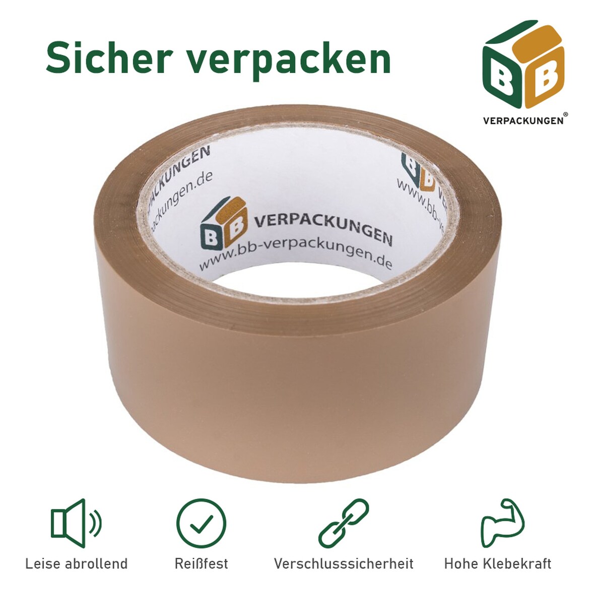 18 x Klebeband (4,8 cm x 66 m) braun Packband Paketband Kleberolle leise abrollend klebstark BB-Verpackungen PP28