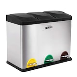 thumbnail of WellHome - Caixote do lixo ecológico 45 litros com 3 compartimentos (3x15L), cor Prateada - 58,5x40x46cm
