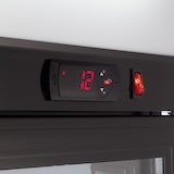 thumbnail of GastroHero Getränkekühlschrank ECO 630 mit Leuchtaufsatz, Schiebetüren, schwarz, LED-Innenbeleuchtung, energiesparend, 8 höhenverstellbare Roste