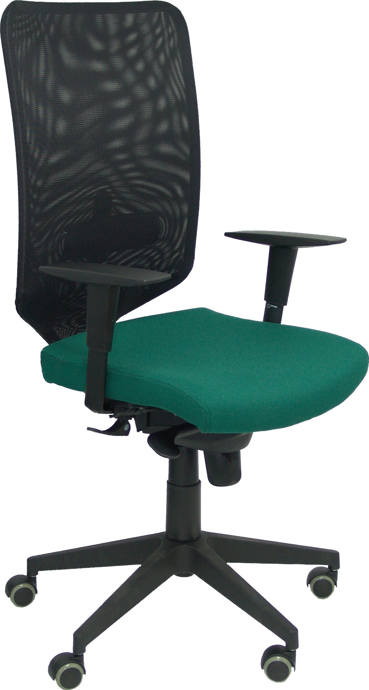 Ossa Negra Silla  y  Respaldo de malla en color negro y asiento tapizado en tejido BALI color verde botella