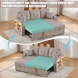 thumbnail of Merax 3-Sitzer-Schlafsofa mit Schlaffunktion, Mehrfunktionales Cord-Sofa mit  USB-C, Hellgrau
