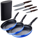 thumbnail of San Ignacio Blue Navy Paradise - Set aus 3 Pfannen (16/20/24 cm) aus gepresstem Aluminium und 4 Edelstahlmessern mit Tacoma Messern