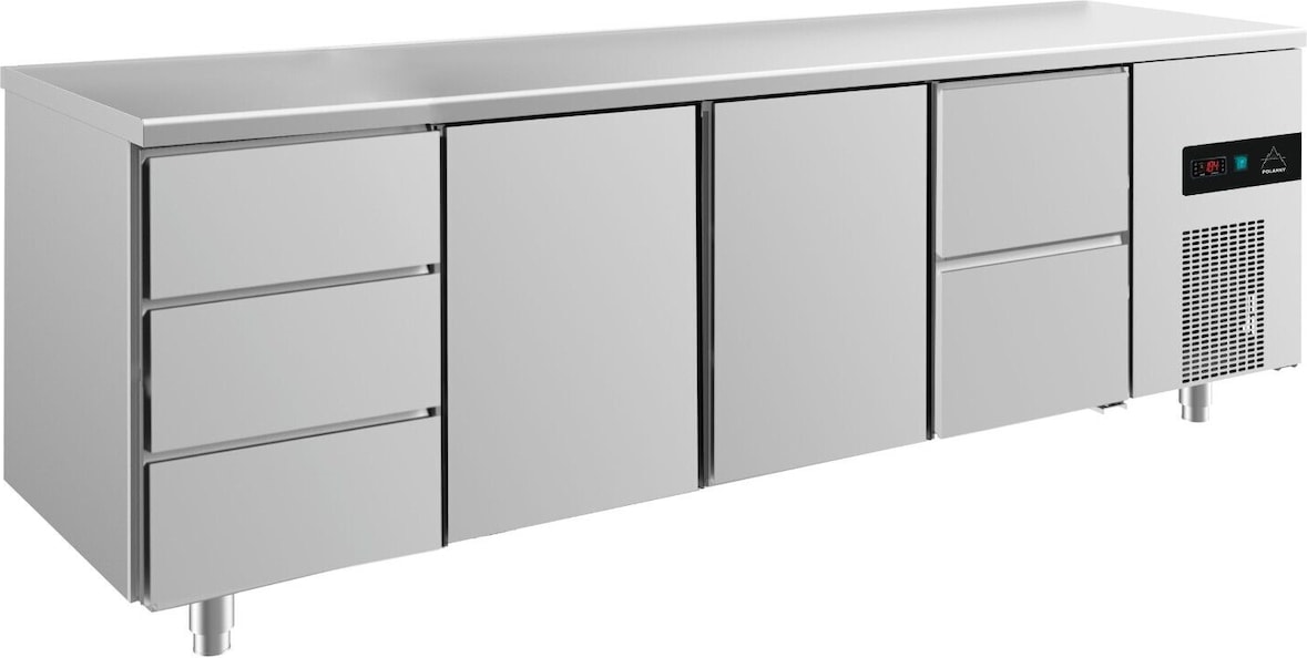 Gastro 632l Kühltisch 2 Türen 5 Schubladen Umluftkühlung 2330x700x850mm -2/+8°C
