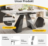 thumbnail of Ausziehbarer Esstisch 159x74x77 cm Weiß+Schwarz mit Marmoroptik Tischplatte, MDF Tisch, Carbonstahl Beine, Metallschienen System