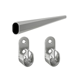 thumbnail of Kleiderstange Stahlrohr verchromt ovale Garderobenstange Halterungen 1,00 Meter