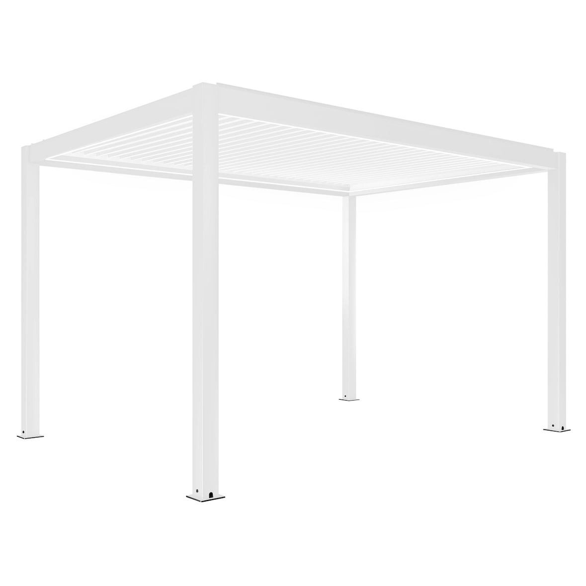 Pergola bioclimatica autoportante, motorizzata e illuminata, 3x4 m, bianco - Oviala