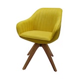 thumbnail of Möbilia Armlehnstuhl | 360 Grad drehbar | Bezug Stoff | Gestell Eiche-Holz | B 58,5 x T 61,5 x H 85,5 cm | senfgelb-natur | 26020001 | Serie STUHL