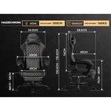 thumbnail of Gamingstuhl mit Fußstütze Massagefunktion ergonomisch Schwarz 121x63x59 cm mit 90 105 135 Grad Neigung, verstellbarer Kopfstütze