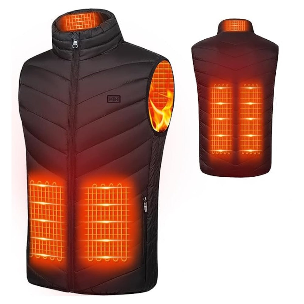 Gilet smanicato riscaldante in tessuto tecnico imbottito con 3 livelli di calore Warm Body - XL