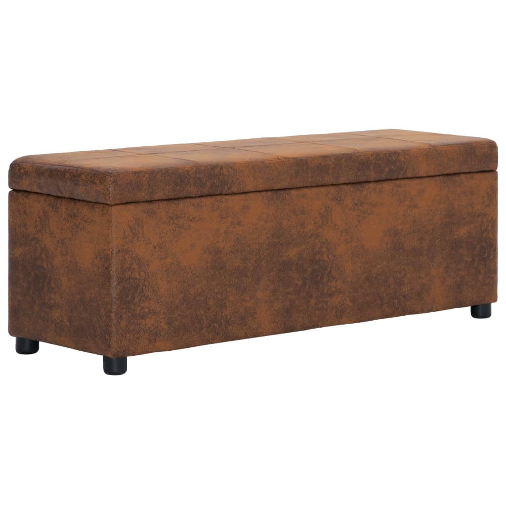Helloshop26 - Bank mit Staufach 116 cm braunes Kunstleder 02_0010876