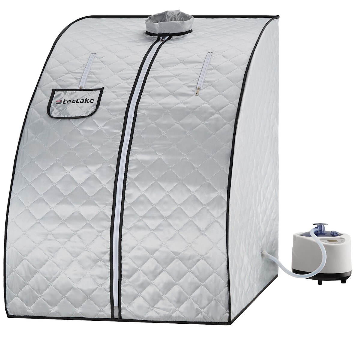 tectake Sauna de vapor móvil THERMALUXE II, 1000 W, 15 niveles de temperatura  Gris/Azul