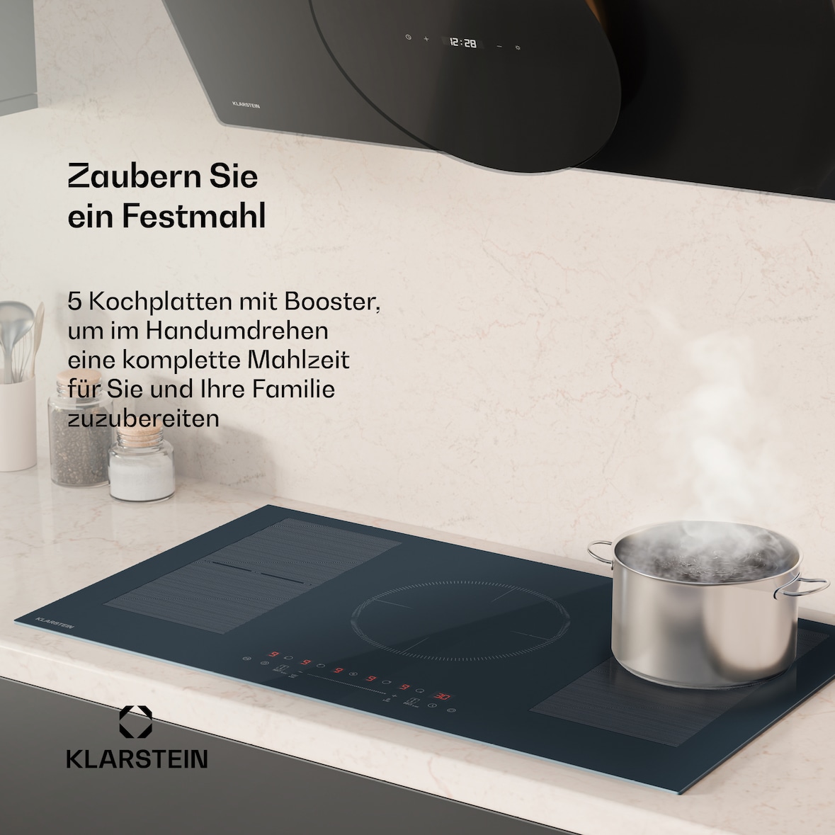 Delicatessa 90 Flex Einbaukochfeld | 9500 W | Flexzone | Booster | Induktion Anthrazit