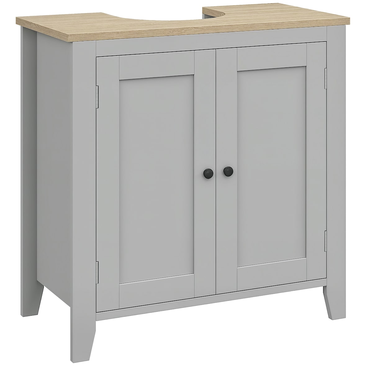 kleankin mueble para debajo del lavabo armario lavabo con pie armario bajo con 2 puertas y estante ajustable estilo moderno 60x30x60 cm gris