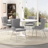 thumbnail of Esszimmerstuhl 85x47x49 cm 2er Set Samt Grau+Silber mit Metallbeinen rutschhemmend, moderne Loungesessel für Esszimmer und Wohnbereich
