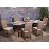 thumbnail of Lote de 6 sillas de comedor Silla de mimbre Silla M44, ratán Kubu ~ con cojín de asiento