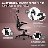thumbnail of ML-Design Bürostuhl ergonomisch Rosa, Mesh, Kopfstütze, Armlehnen, Lendenstütze, Wippfunktion, Drehstuhl mit Rollen, Computerstuhl Chefsessel