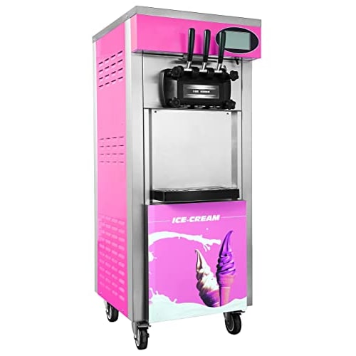 Máquina gelado soft de chao, 3 maçanetas,  bomba de ar e de pré-resfriamento NASENIA