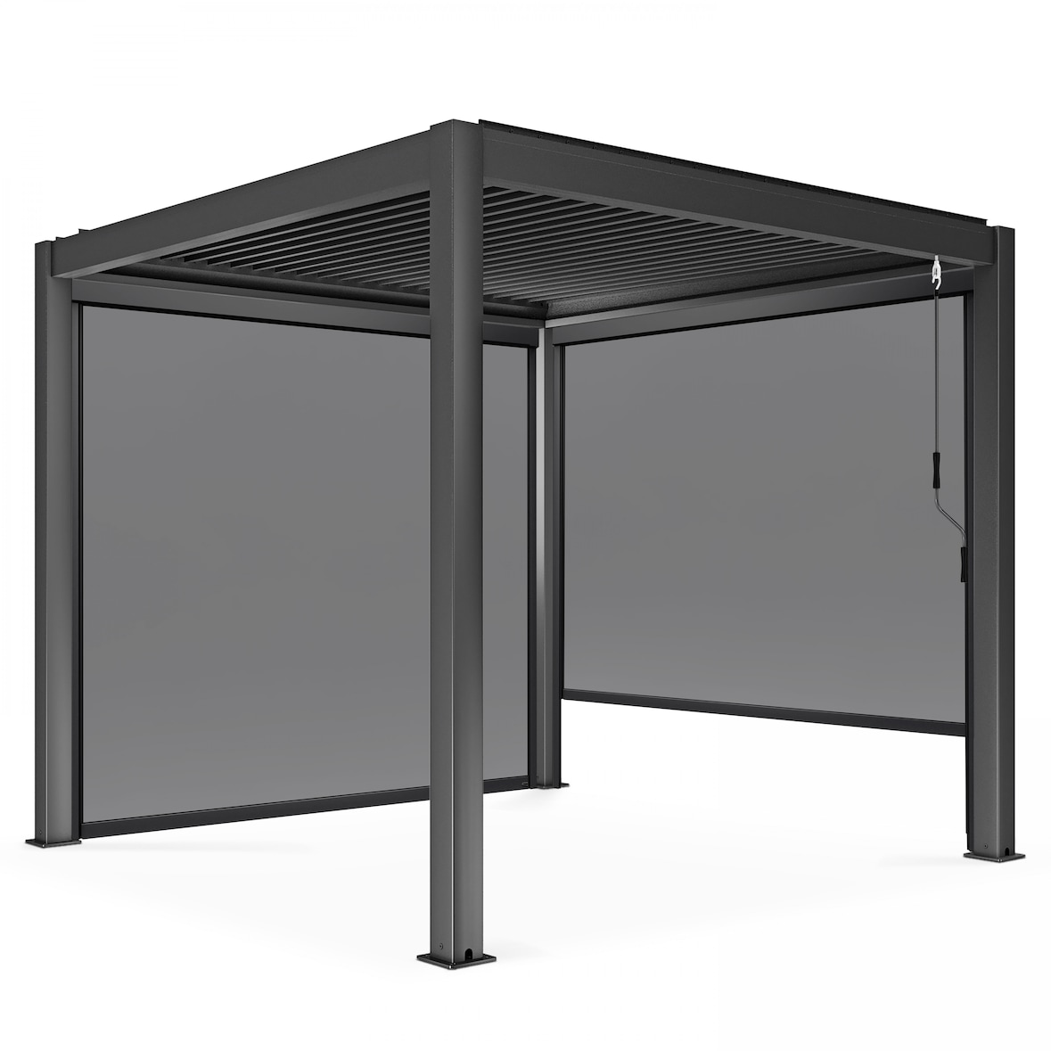 Vrijstaande bioklimatologische pergola 3x3m en 2 luifels 2,66 x 2,34m