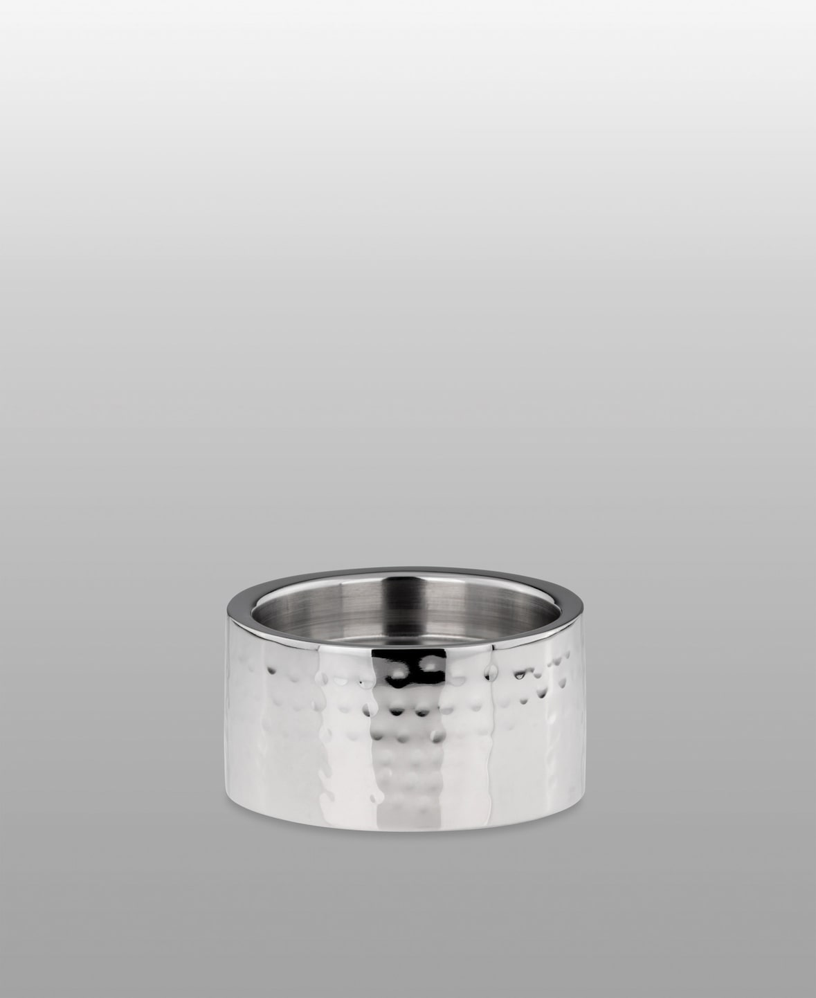Stumpenkerzen-Halter rund, gehämmert Edelstahl D: 10,5cm, H: 5,0cm