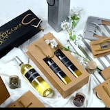 thumbnail of Bolsa para 2 botellas de kraft marrón con asas de cordón por 100 - Gimex