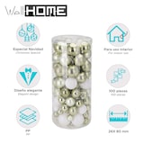 thumbnail of WellHome - Set van 100 groene kerstballen in PET-tube met verschillende designs en afwerkingen