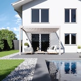thumbnail of Weide Deluxe | Wand Pergola | Voll Aluminium | 3 x 3,6 M | Lamellendach Ivory Sand