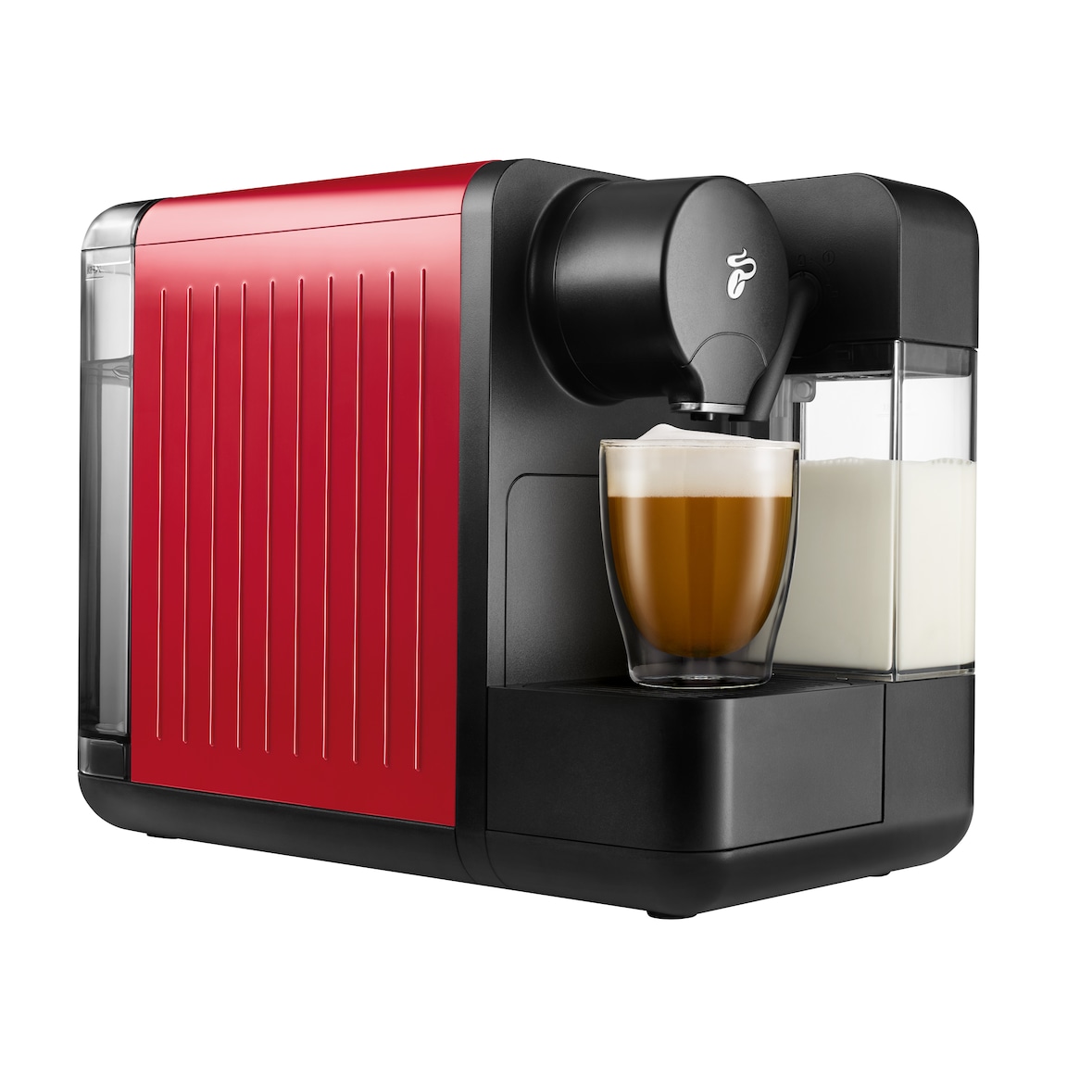 Tchibo Cafissimo `milk` Kapselmaschine für Kaffee, Espresso, Caffè Crema, Rot